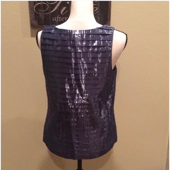 📌 J.Crew Metallic Pleated Cotton Strati Blue Tank Top - Picture 5 of 5